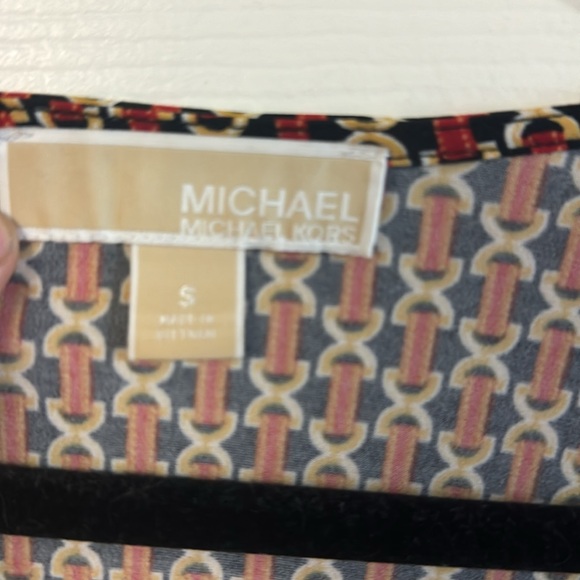 Michael Kors chain link red black gold long sleeve v neck business casual top S - Picture 5 of 7